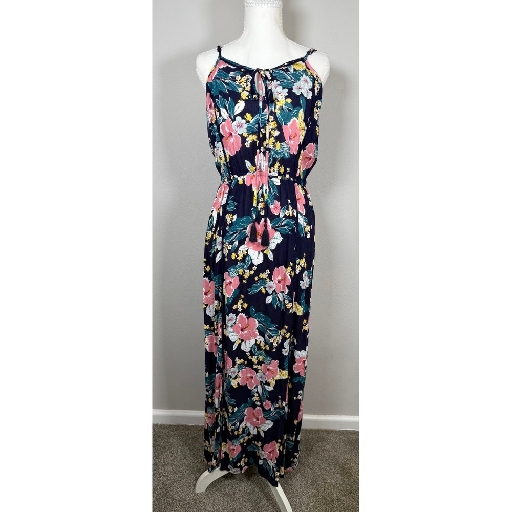 Charlotte Russe Floral Maxi Dress M Double‎ Slit y2k 90's Vacation Beach